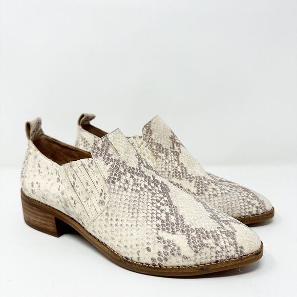 Lucky Brand Lenci Snake Print Leather Slip On Loafers Low Heel Shoes 7M Mob Wife - Picture 1 of 14